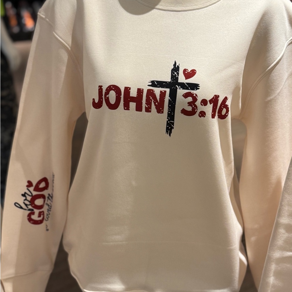 Cream John 3:16 Sweatshirt